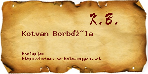 Kotvan Borbála névjegykártya